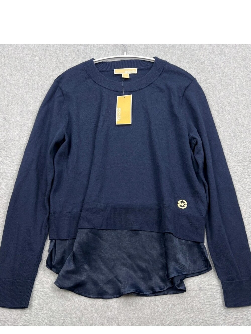 Michael Kors Navy Layered Hem Sweater Top